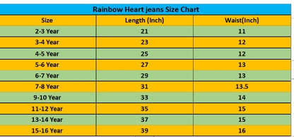 Rainbow Heart Denim Jeans for Girls 🌈 Mid Blue