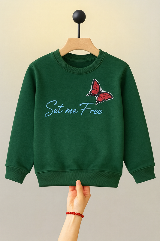 Kids  Green Fleece Sweatshirt – Set Me Free 237