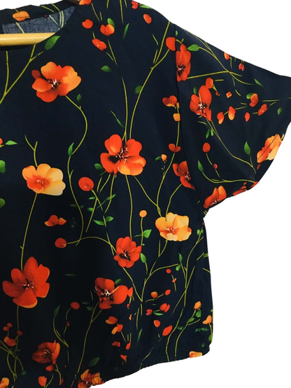 Red Flowers All Over Print Lillen  Skate Fish Girls 232