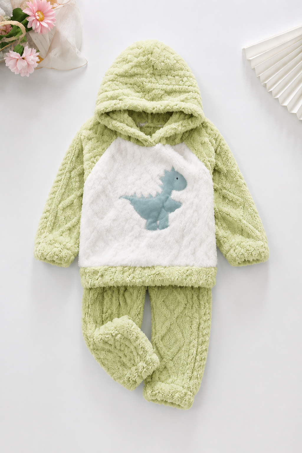 Green Dinosaur Coral Fleece Winter Night Suit 131