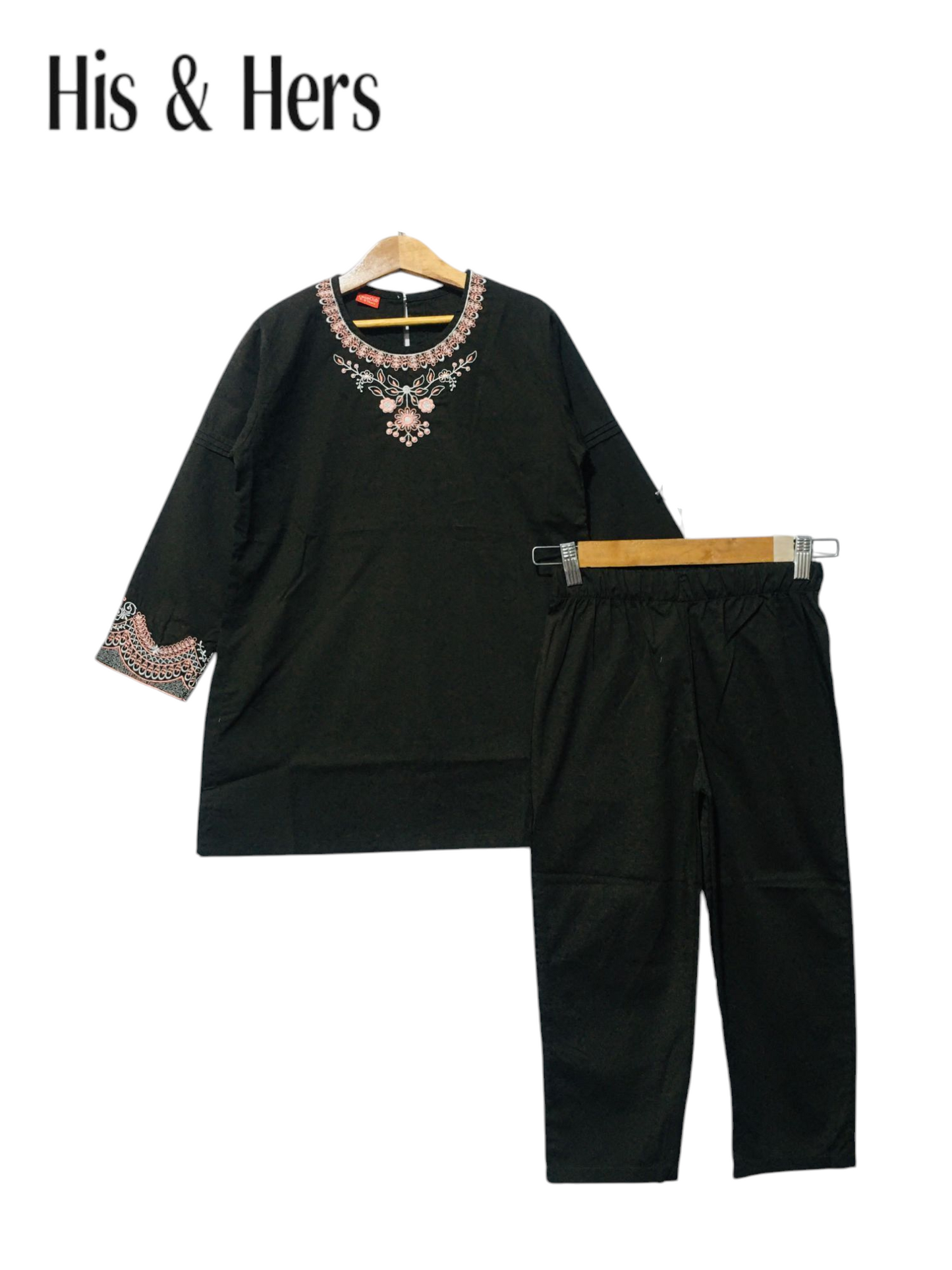 Pink Embroidery Chocolate Brown Girls Suit 102