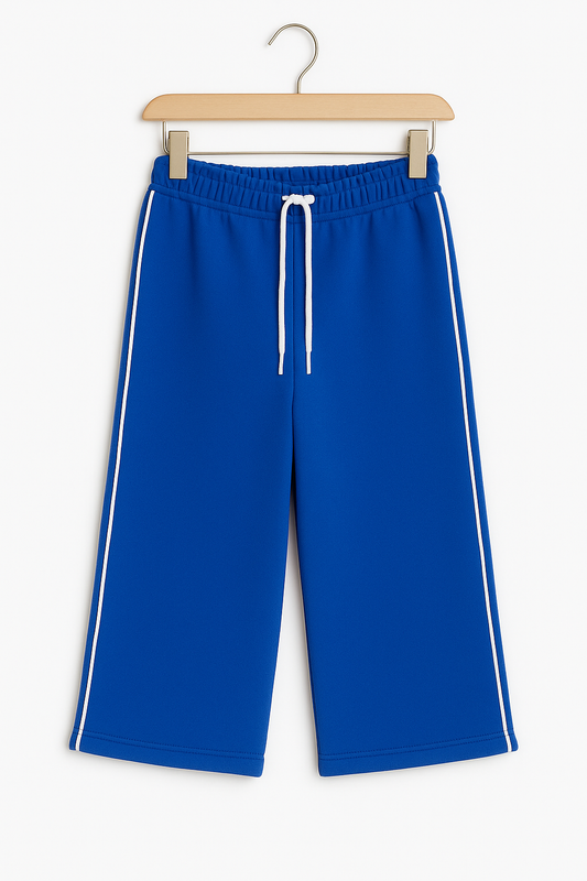 Kids Wide-leg Side Piping Trousers - Royal Blue