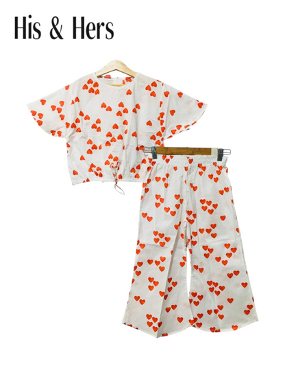 Hearts Print White Skate Fish Girls 225