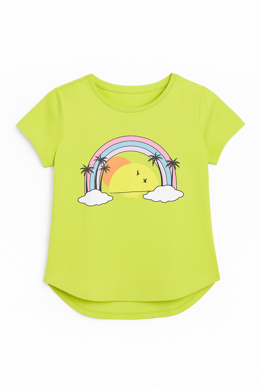 Rainbow  Lemon Green T-Shirt Girls