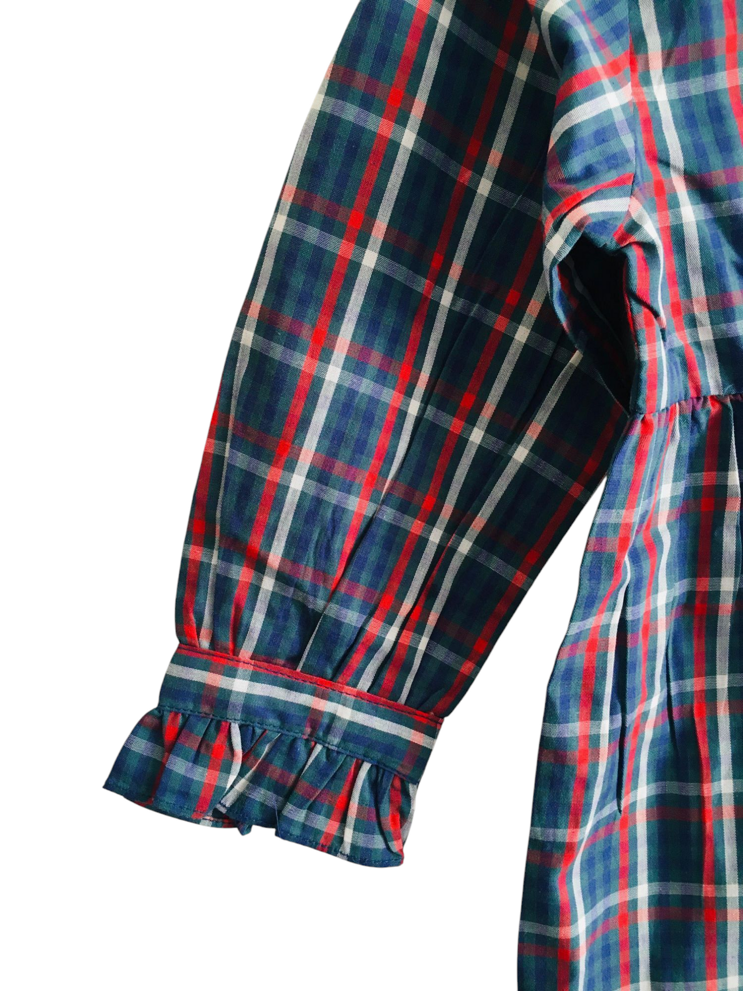 White & Red Checked Navy Girls Top 244