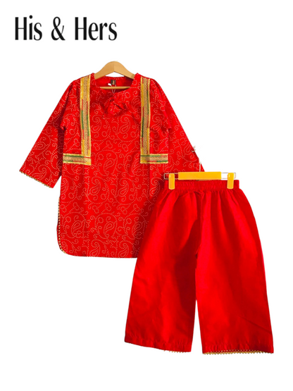 3PCS Net Dubatta Red Girls Suit 243