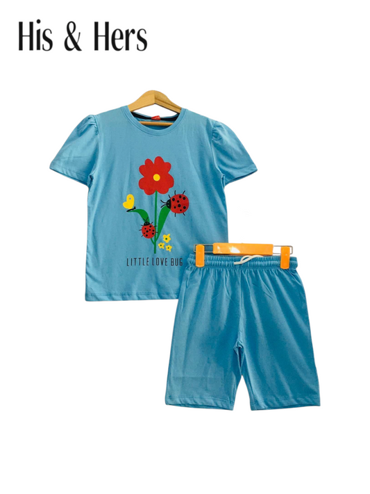 Red Flower Blue Nicker Suit Girls 432