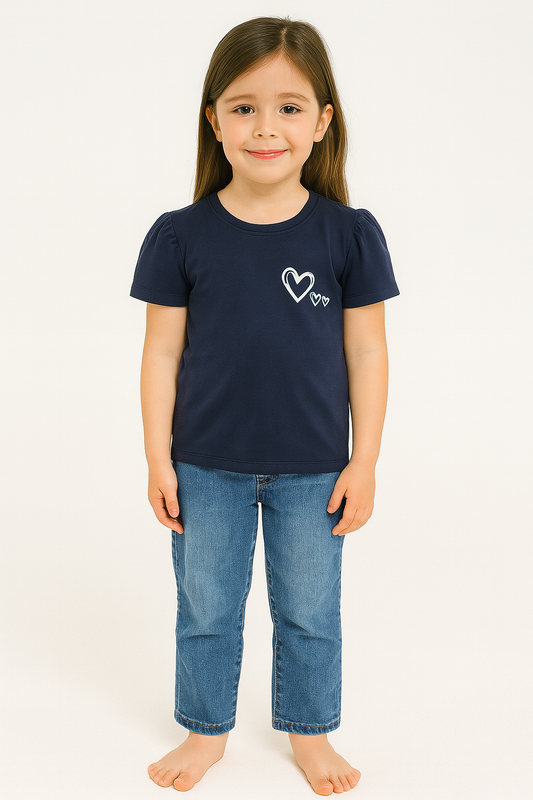 Heart Logo Navy  T-Shirt Girls 121