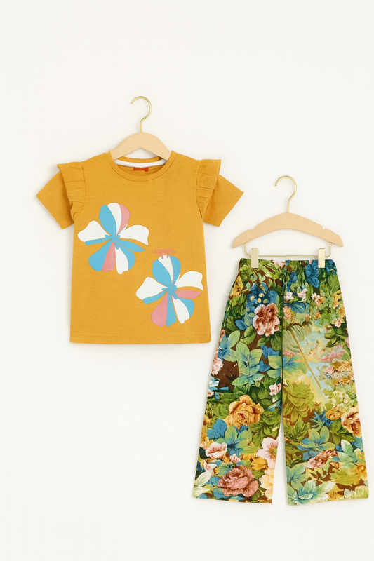 Pinwheel Mustard T-Shirt & Cotton Flapper