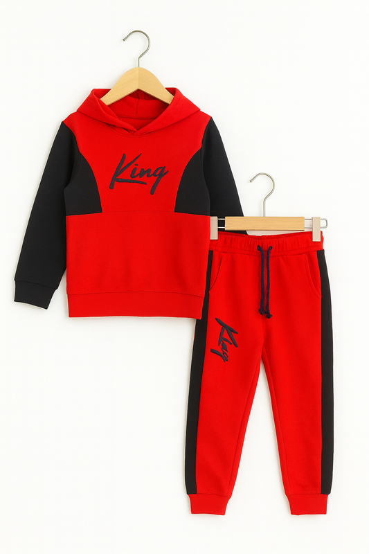 King Red &Black Hoodie Tracksuit (010)