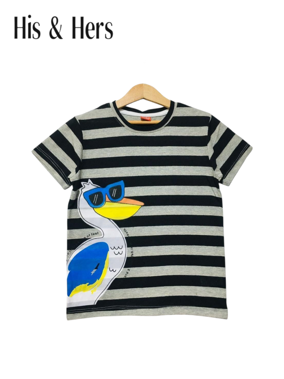 Flamingo Black & Grey Stripped T-Shirt Boys