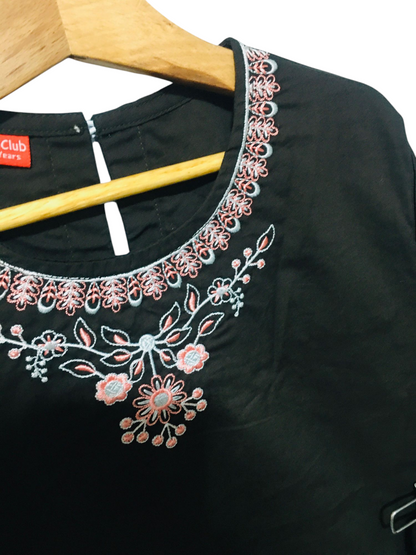 Pink Embroidery Chocolate Brown Girls Suit 102