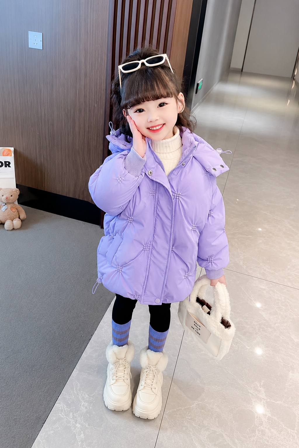 Purple  Star Stitch Puffer Jacket