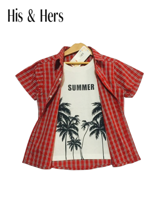 Black Checked Red Double Casual Shirt Boys 443