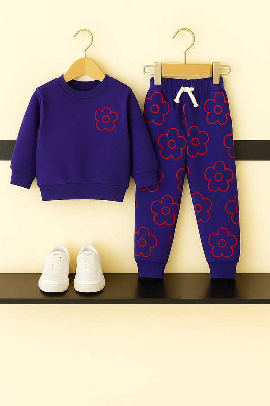 427 Vibrant Violet Floral Girls Tracksuit