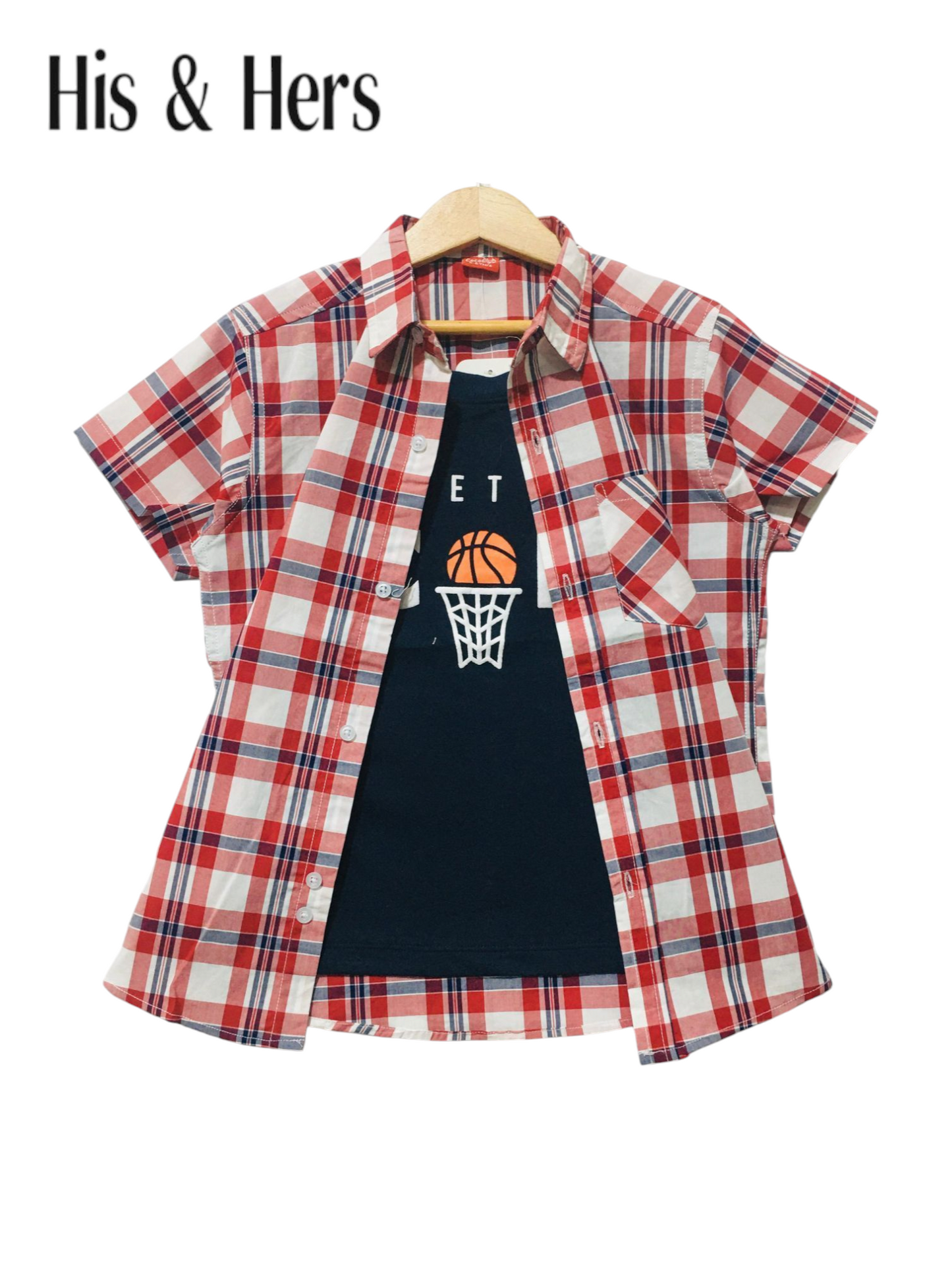 Red &Blue Checked [Balls] Double Casual Shirt Boys 250