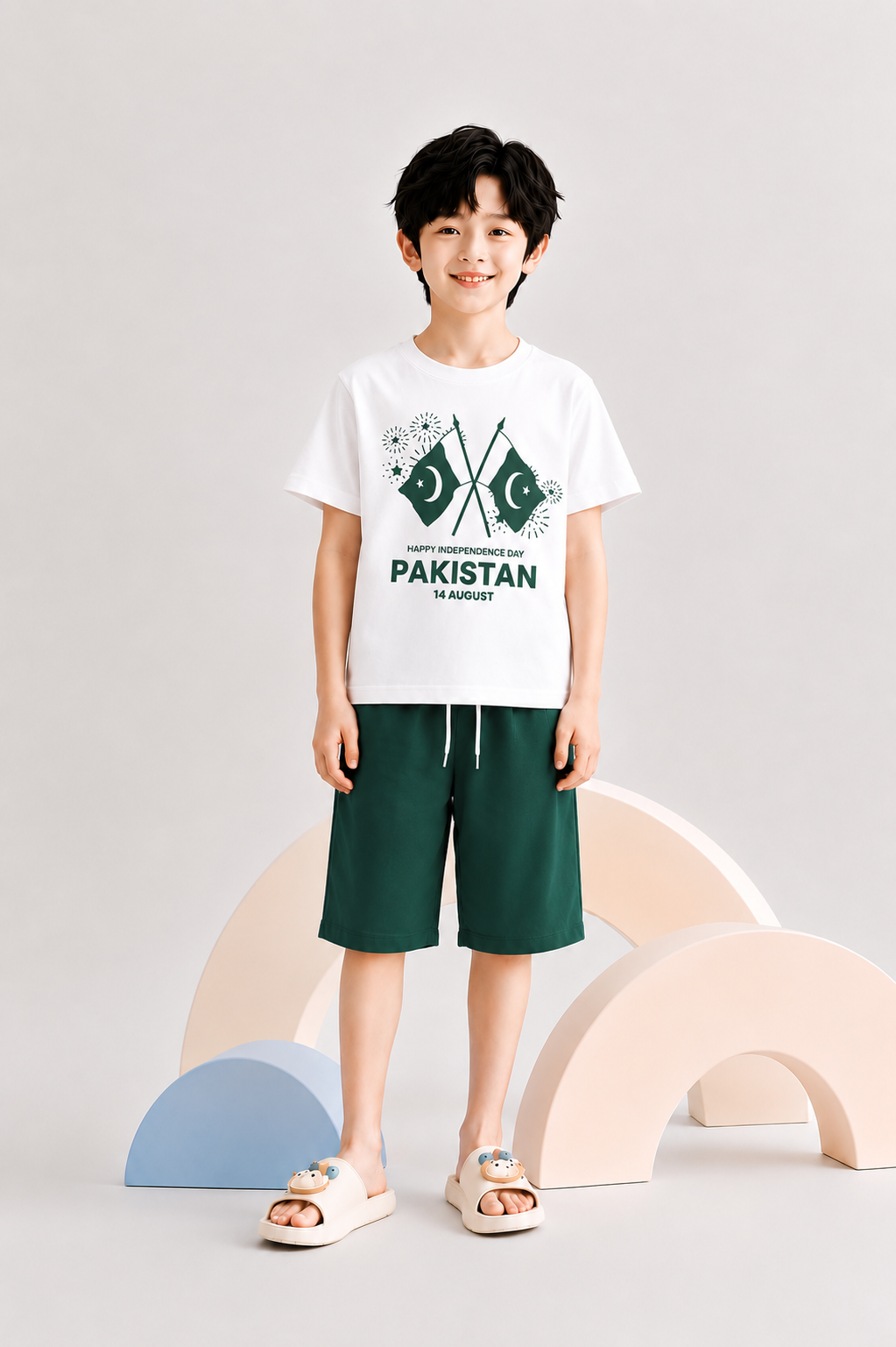 14 August PAKISTAN Flag Printed Nicker Suit Boys