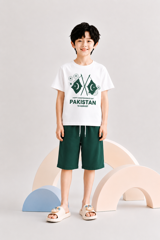 14 August PAKISTAN Flag Printed Nicker Suit Boys