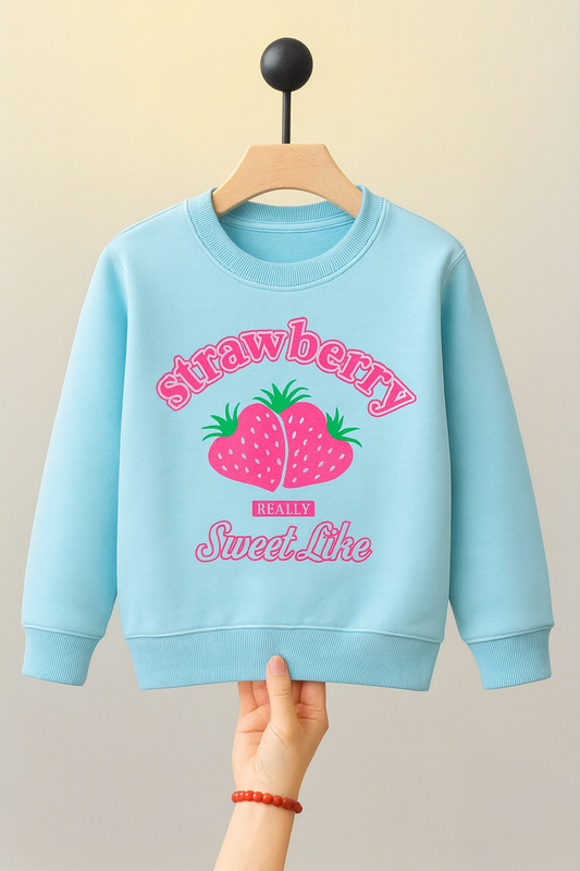 Kids Fleece Sweatshirt – Blue Strawberries Love 251