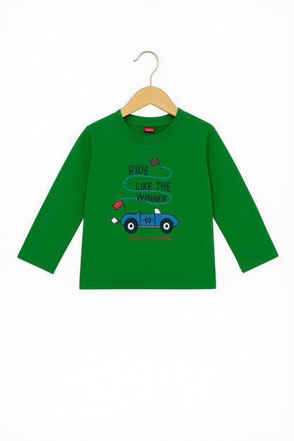 RIDE LIKE THE WINNER Green Full Sleeves Shirt Boys