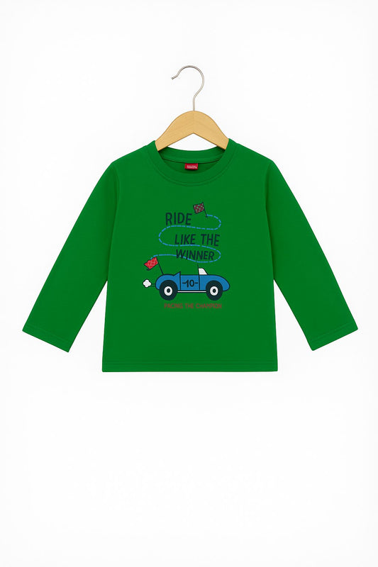 RIDE LIKE THE WINNER Green Full Sleeves Shirt Boys
