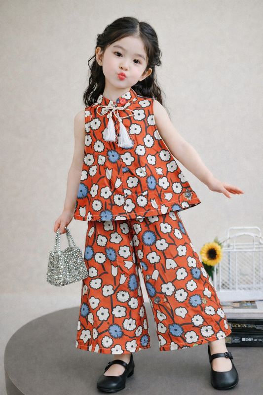 Daisies Allover Print Top & Wide-Leg Pants Set 504🌼