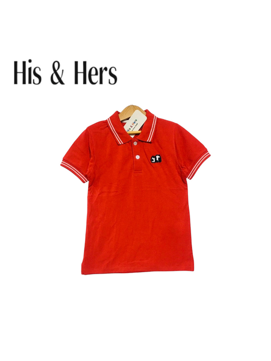 His&Hers Kid's Plain Red Collar Polo Shirt Boys 104