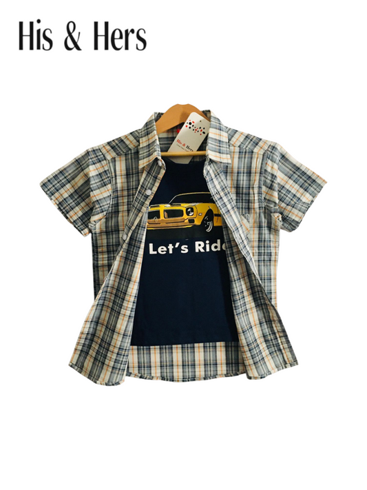 Navy &White Checked Double Casual Shirt 250