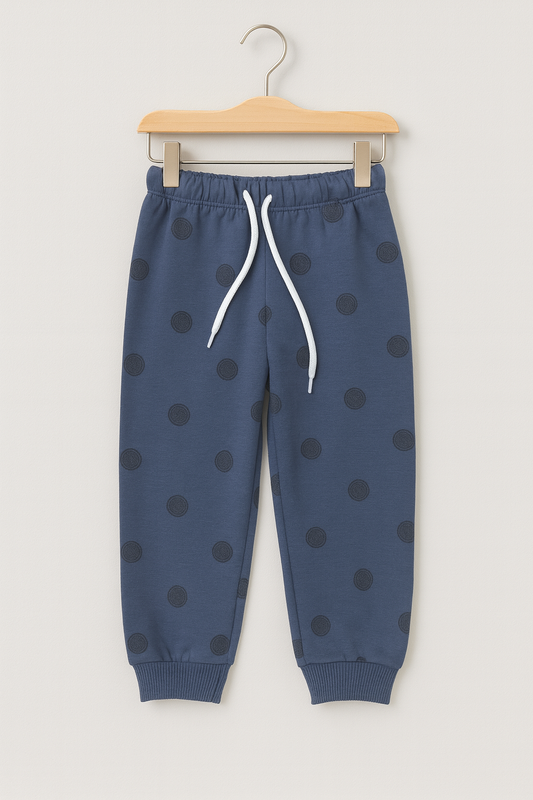 Boys Navy Blue Dot Printed Jogger Pants