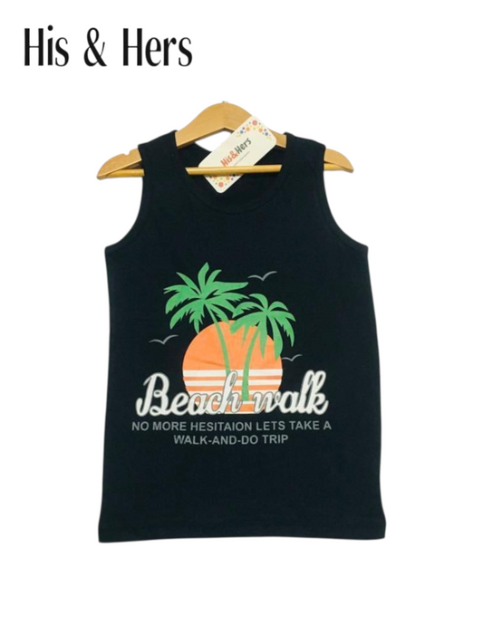 Beach Walk Sleeveless Black T-Shirt Boys 215