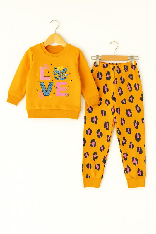 Love Printed Orange Tracksuit Girls 411