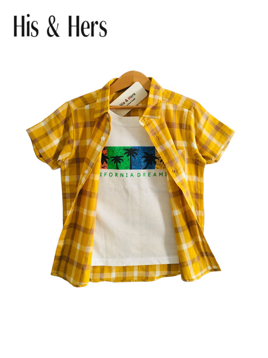 White Checked Yellow Double Casual Shirt 252