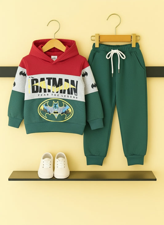 Batman Colorblock Fleece Hoodie Tracksuit Boys -Green 409