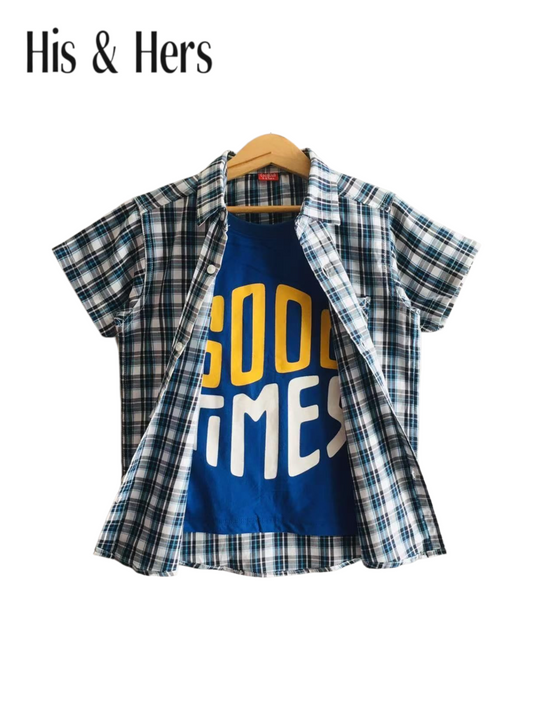 Blue & White Checked Double Casual Shirt 250