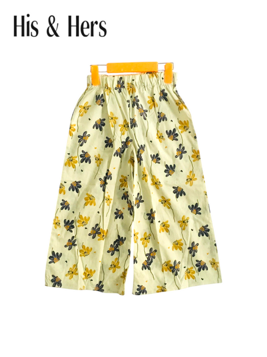 Black & Mustard Flowers White Cotton Flapper