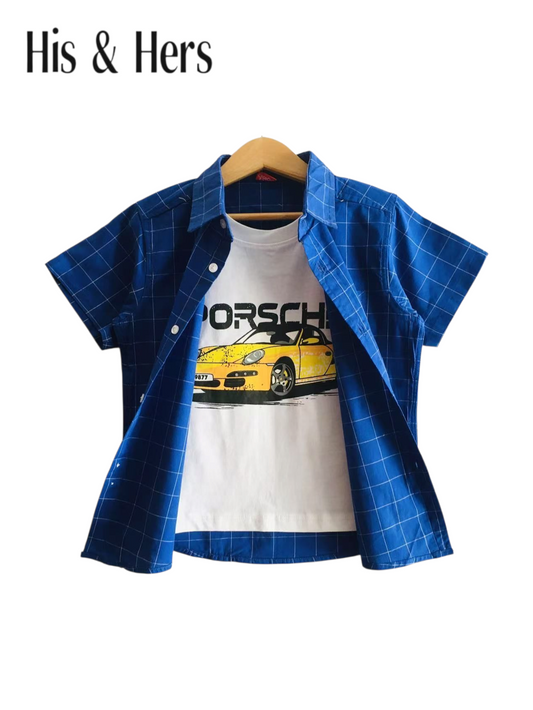 Blue Checked Double Casual Shirt 210