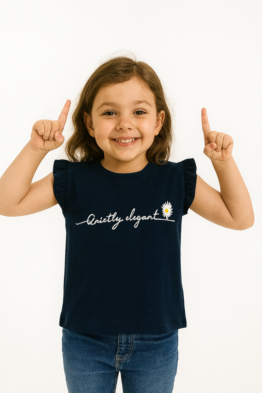 One Daisy Print  Navy T-Shirt Girls 219