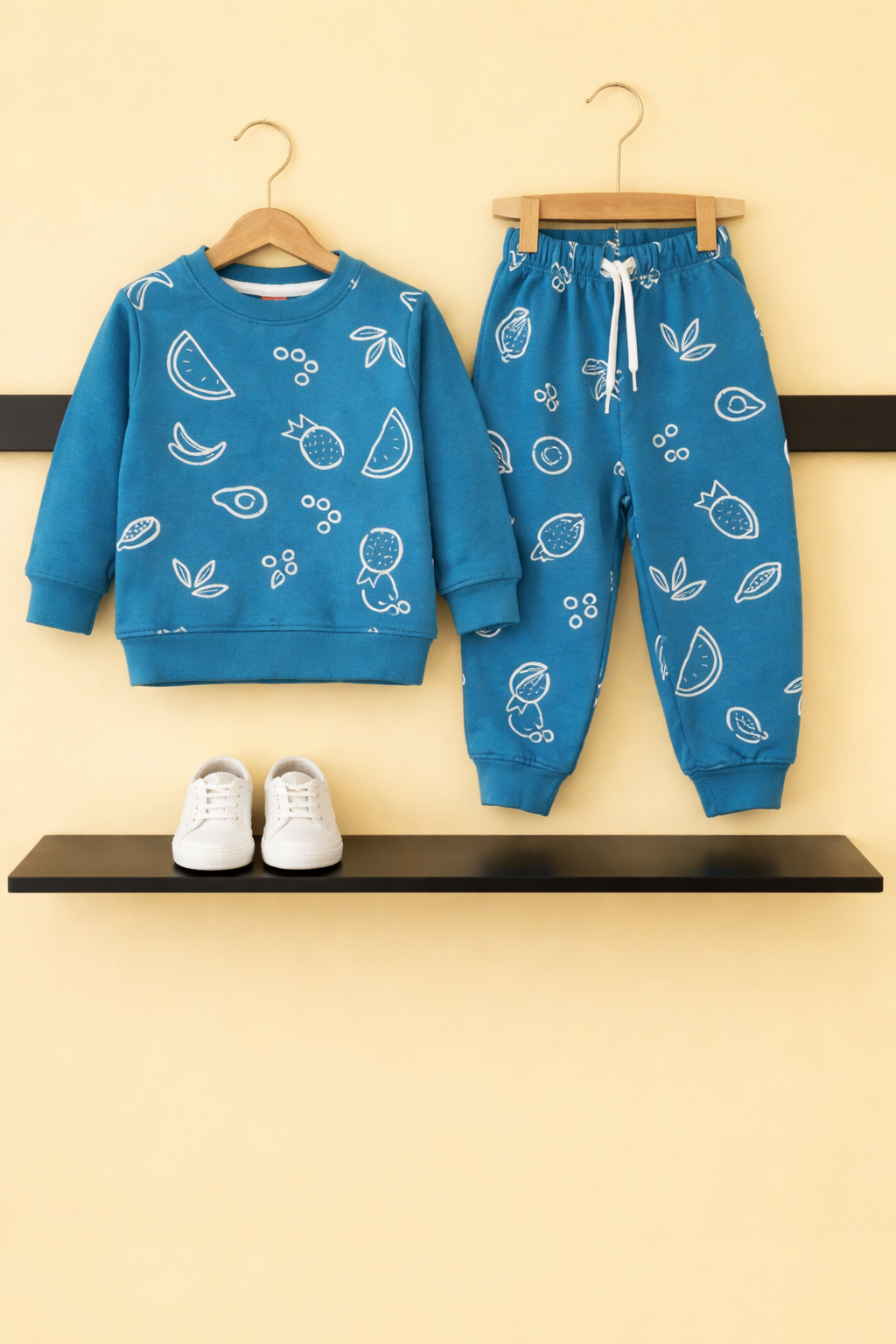 Yum Fruits Allover Printed Blue Fleece Tracksuit 511