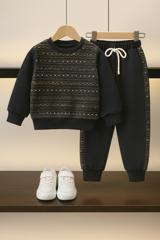 Sparkle & Shine Black Sequin Tracksuit for Kids 233