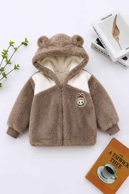 Labbubu Patch Plush Jacket – Brown 410