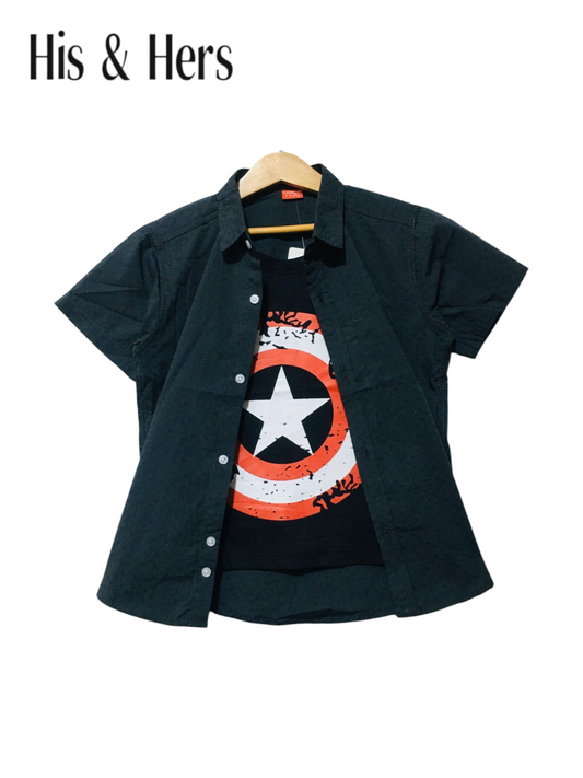 Plain Black  Double Casual Shirt 207