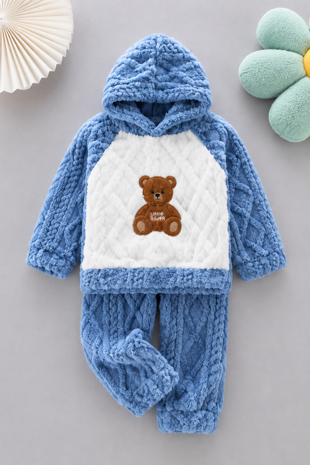 Blue Little Bear Coral Fleece Winter Night Suit 136