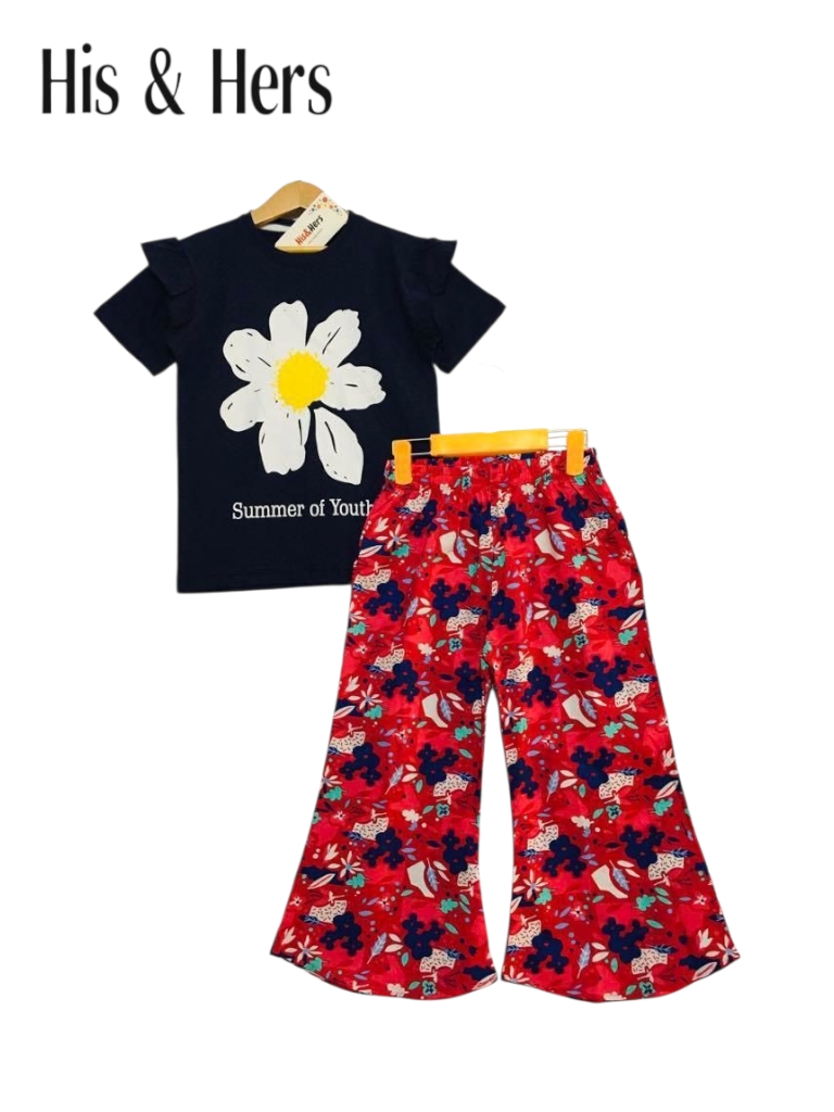 White Flower Black T-Shirt &Cotton Flapper 203