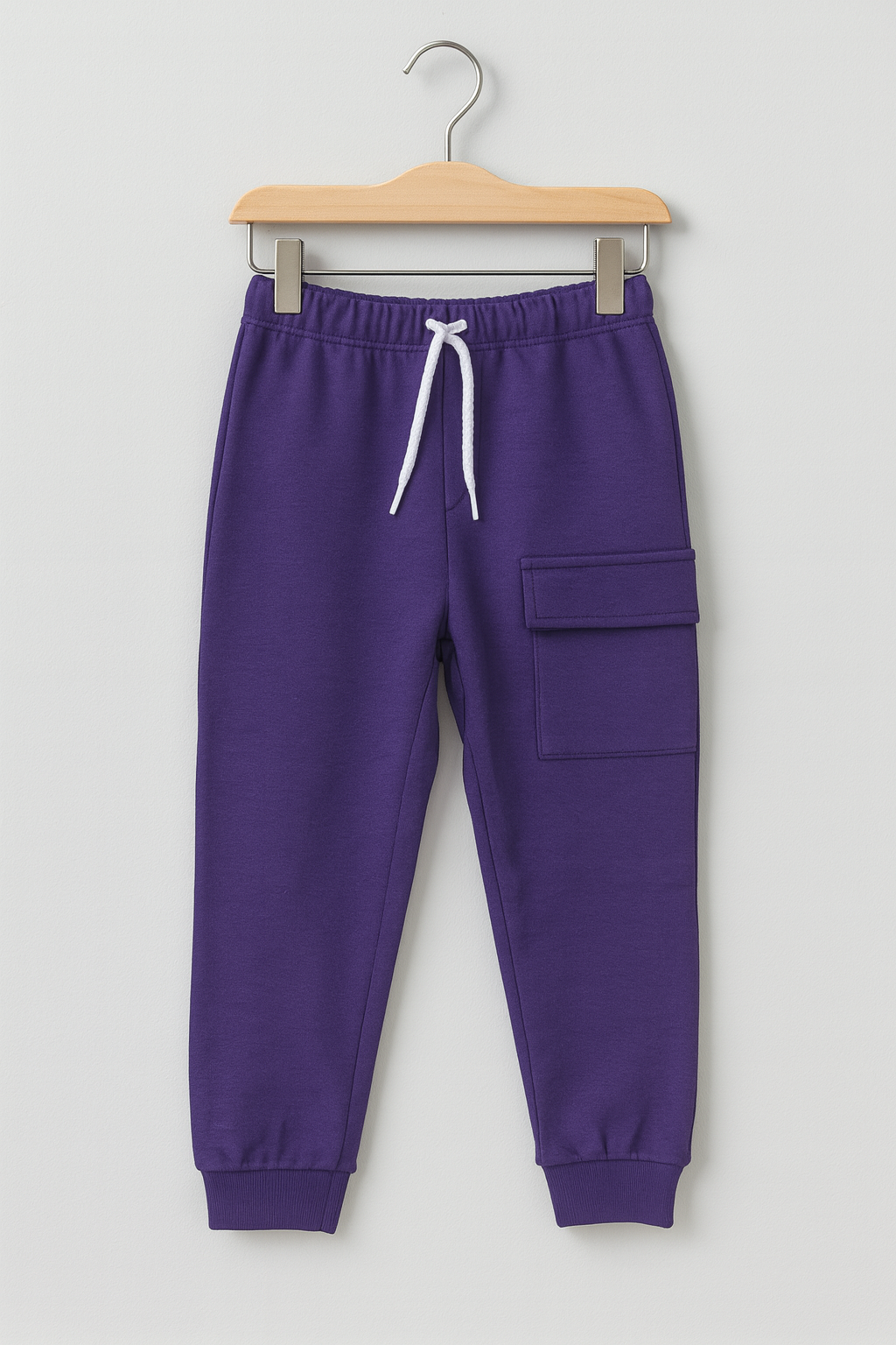 Purple Fleece Cargo Jogger Pants