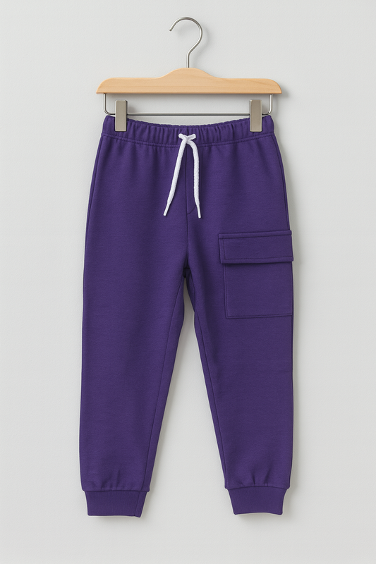 Purple Fleece Cargo Jogger Pants