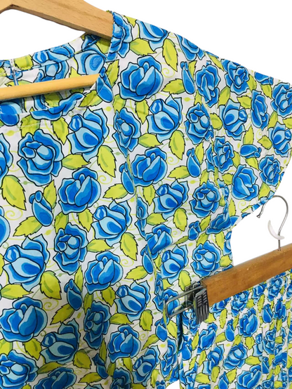 Blue Roses Allover Print Skate Fish Girls 246