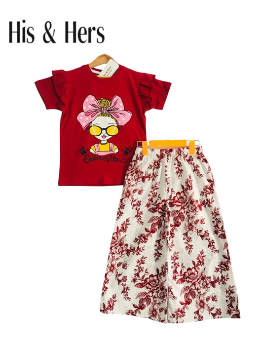 Girl Print Kid's Red T-Shirt & Cotton Flapper Girls 225