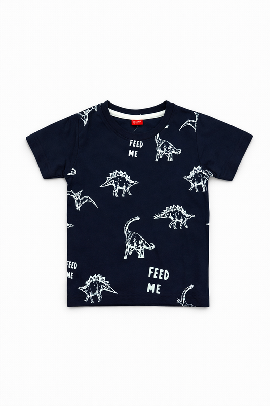 Dinosaur Allover Print Navy T-Shirt 423