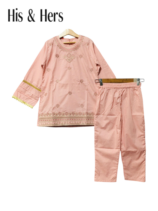 Embroidered Light Pink 2PCS Suit 102
