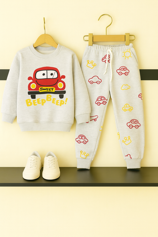 Boys Car Tracksuit – “Beep Beep” Sweatshirt & Jogger Set 235